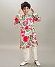 Bittu by bhama Rayon Woven Full Sleeves Floral Printed Kurta Pyjama Set - Peach