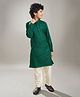 Bittu by bhama Cotton Blend Woven Full Sleeves Leaves Foil Printed Kurta Pyjama Set -  Green