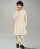 Bittu by bhama Cotton Blend Woven Full Sleeves Abstract Foil Printed Kurta Pyjama Set - Off White