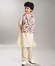 Bittu by bhama Cotton Blend Woven Full Sleeves Solid Kurta Pyjama With Floral Embroidered Jacket Set - Off White