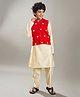 Bittu by bhama Cotton Blend Woven Full Sleeves Solid Kurta Pyjama With Hearts Embroidered Jacket Set - Off White