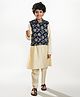 Bittu by bhama Cotton Blend Woven Full Sleeves Solid Kurta Pyjama With Floral Printed Jacket Set - Off White