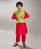Bittu by bhama Cotton Blend Woven Full Sleeves Solid Kurta Pyjama With Floral Printed Jacket Set - Pink