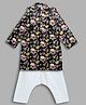 Mamma's Bear Pure Cotton Woven Full Sleeves Floral Printed Kurta Pyjama Set - Black