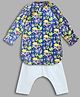 Mamma's Bear Pure Cotton Woven Full Sleeves Floral Printed Kurta Pyjama Set - Blue