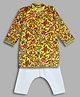 Mamma's Bear Pure Cotton Woven Full Sleeves Floral Printed Kurta Pyjama Set - Yellow