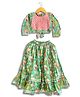 Mamma's Bear Pure Cotton Woven Full Sleeves Floral Printed Lehenga Choli With Dupatta Set - Green