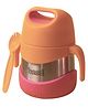 Basil ThermoTot Kids Insulated Food Jar 320 ml | 304 Stainless Steel | BPA-Free | Double Wall Vacuum Lunch Box with Handle & Spork | Keeps Food Hot & Cold for School, Travel & Picnics - Peach