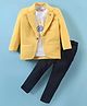 Dapper Dudes Half Sleeves Typography Printed Tee & Pant With Blazer - Yellow