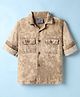 Dapper Dudes Full Sleeves Washed Jacket Style Shirt - Fawn