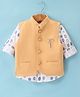 Dapper Dudes Full Sleeves Abstract Printed Shirt With Waistcoat - Yellow