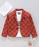 Dapper Dudes Full Sleeves Checked Blazer With Tee Set - Brown