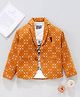 Dapper Dudes Full Sleeves Geometric Print Blazer With Tee - Mustard
