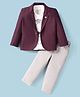 Dapper Dudes Full Sleeves Textured Blazer 3 Piece Party Suit Set - Wine