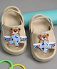 Yellow Bee Bear & Aeroplane  Applique Detailed Clogs -  Beige