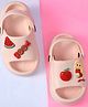 Yellow Bee Solid Slingback Fruits Applique Detailed Clogs -Pink