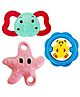 DOMENICO Toys Non-Toxic Musical Sound Rattle Teether for New Born Pack Of 3 (Color And Print May Vary)