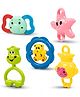 DOMENICO Toys Non-Toxic Musical Sound Rattle Teether for New Born Pack Of 5 (Color And Print May Vary)