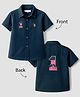 US Polo Assn  Twill  Woven Half Sleeves Brand Embroidery & Text Printed Shirt - Navy Blue