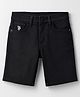 US Polo Assn Cotton Knit Solid Color Mid Rise Shorts With Brand Logo Embroidery - Black
