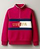 US Polo Assn Cotton Knit Full Sleeves Sweatshirt With Brand Logo Text Embroidery - Dark Red