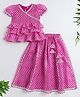 The Magic Wand Coven Woven Half Puffed Sleeves Leheriya Printed & Gota Lace Embellished Choli Lehenga Set - Pink