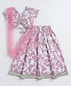 The Magic Wand Cotton Woven Half Sleeves Floral Printed & Gota Lace Embellished Lehenga Choli With Dupatta Set - Pink