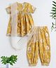 The Magic Wand Cotton Woven Half Sleeves Floral Printed & Gota Lace Embellished Kurti & Salwar With Dupatta Set - Yellow
