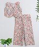 The Magic Wand Woven Sleeveless Peacock Feathers Printed Top With Pocket Detailed Coordinating Palazzo Set - Multi Colour