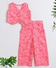 The Magic Wand Woven Sleeveless Floral Printed Top With Pocket Detailed Coordinating Palazzo Set - Pink
