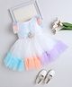 The Magic Wand Woven Frill Sleeves Floral Applique Detailed Sequins Embellished Dress - Multi Colour