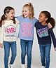 Primo Gino Cotton Knit Full Sleeves Printed T-Shirts with Good Energy Text Print Pack of 3 - White Blue & Navy Blue