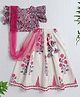 The Magic Wand 100% Cotton Woven Half Flutter Sleeves Floral Printed Lehenga Choli With Dupatta Set - Fuchsia