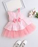 The Magic Wand Woven Sleeveless Floral Printed Bow Applique Detailed Dress - Peach