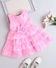 The Magic Wand Woven Sleeveless Floral Applique Detailed Stone Embellished Layered Dress - Pink