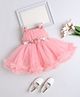The Magic Wand Woven Sleeveless Floral Applique Detailed Sequins Embellished Layered Dress - Peach