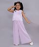 Lil' Drama Knit Sleeveless Floral Applique Detailed Pleated Top & Pant Set - Pink