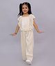 Lil' Drama Knit Sleeveless Frill Detailed Accordion Pleated Top & Pant Set - Beige