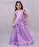 Lil' Drama Chanderi Knit  Sleeveless Floral Foil Printed Lehenga Choli With Dupatta Set - Purple