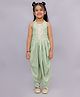 Lil' Drama Rayon Knit  Sleeveless Ethnic Motifs Foil Printed Mirror Work Detailed Halter Neck Jumpsuit - Green