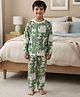 Anthrilo 100% Cotton Knit Full Sleeves Animals Printed Coordinating Night Suit Set - Green