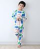 Anthrilo 100% Cotton Knit Full Sleeves Apple & Pear Printed Coordinating Night Suit Set - White