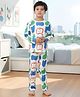 Anthrilo 100% Cotton Knit Full Sleeves Apple & Pear Printed Coordinating Night Suit Set - White