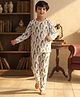 Anthrilo 100% Cotton Knit Full Sleeves Penguin Printed Coordinating Night Suit Set - White