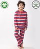 Anthrilo 100% Cotton Knit Full Sleeves Striped Comfort Fit Coordinating Night Suit Set - Multi Colour
