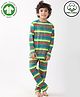 Anthrilo 100% Cotton Knit Full Sleeves Striped Comfort Fit Coordinating Night Suit Set - Multi Colour