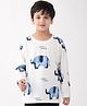 Anthrilo Cotton Blend Knit Full Sleeves Elephants Printed Tee - Off White