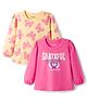 Honeyhap Premium 100% Cotton Knit Full Sleeves T-Shirts with Bio Finish & Butterfly Print Pack of 2 - Hot Pink & Golden Haze