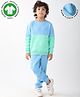 Anthrilo Fleece Knit Full Sleeves Cut & Sew Light Winter Sweatshirt & Joggers Set - Sea Green & Blue