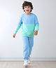 Anthrilo Fleece Knit Full Sleeves Cut & Sew Light Winter Sweatshirt & Joggers Set - Sea Green & Blue